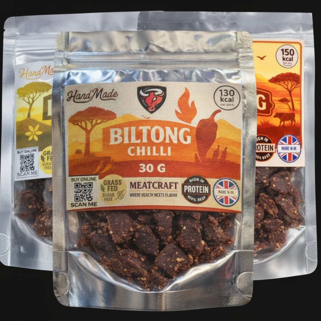 Mixed biltong pack BBQ, Chilli and Coriander 30g by MeatCraft