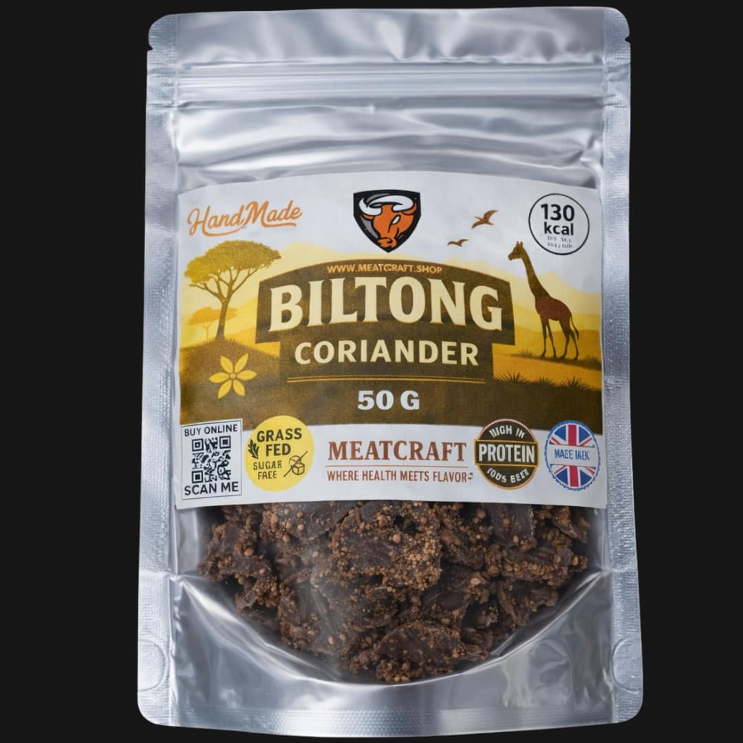 MeatCraft coriander biltong 50g handcrafted air-dried beef snack