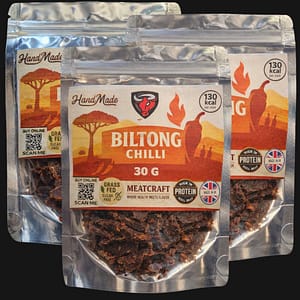 Chilli Biltong 90g (3×30g sliced) – Grass-Fed Premium Beef | High Protein Snack