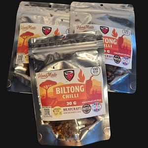 Chilli Biltong 90g (3ร30g sliced) โ Grass-Fed Premium Beef | High Protein Snack