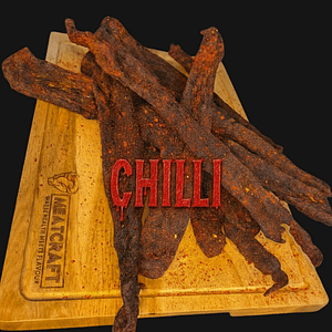Chilli Biltong 500g – whole grass-fed beef, handcrafted and air-dried with fiery chilli spices.