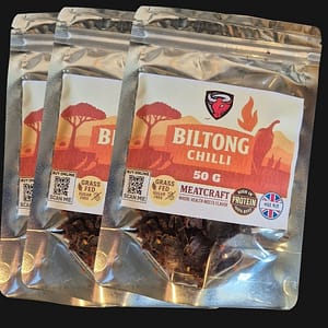Chilli Biltong 150g (3×50g sliced) – Grass-Fed Premium Beef | High Protein Snack