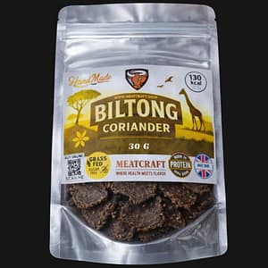 MeatCraft coriander biltong 30g handcrafted air-dried beef snack UK
