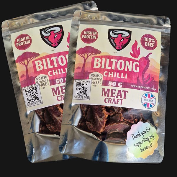 Chilli Biltong – Premium Beef 2x50g | Sliced - Free UK Shipping